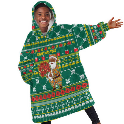 Togo Christmas Kid Wearable Blanket Hoodie African Santa Poinsettia Flower Tree Gifts - African Pride