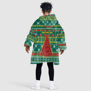 Togo Christmas Kid Wearable Blanket Hoodie African Santa Poinsettia Flower Tree Gifts - African Pride