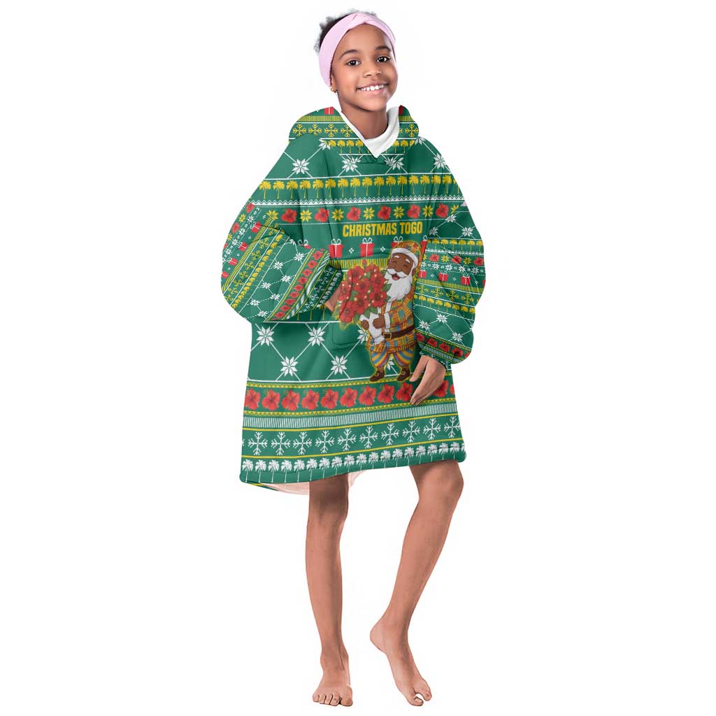Togo Christmas Kid Wearable Blanket Hoodie African Santa Poinsettia Flower Tree Gifts - African Pride