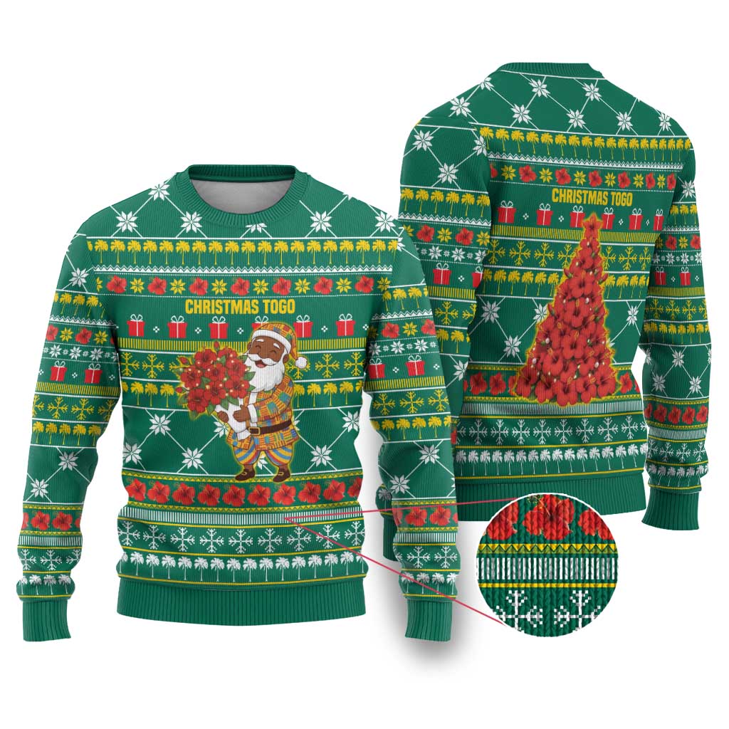 Togo Christmas Ugly Christmas Sweater African Santa Poinsettia Flower Tree Gifts - African Pride