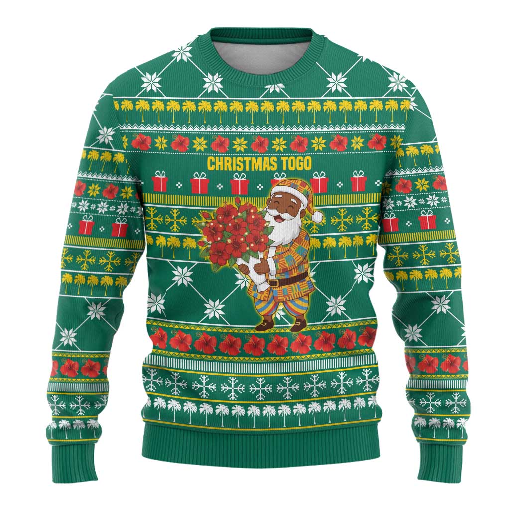 Togo Christmas Ugly Christmas Sweater African Santa Poinsettia Flower Tree Gifts - African Pride