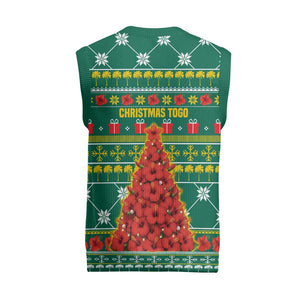 Togo Christmas Knitted V-Neck Vest African Santa Poinsettia Flower Tree Gifts - African Pride