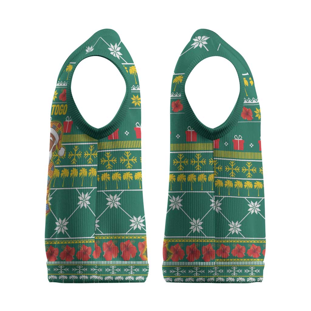 Togo Christmas Knitted V-Neck Vest African Santa Poinsettia Flower Tree Gifts - African Pride