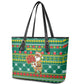 Togo Christmas Leather Tote Bag African Santa Poinsettia Flower Tree Gifts - African Pride