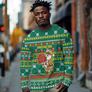 Togo Christmas Long Sleeve Shirt African Santa Poinsettia Flower Tree Gifts - African Pride