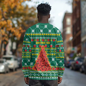 Togo Christmas Long Sleeve Shirt African Santa Poinsettia Flower Tree Gifts - African Pride