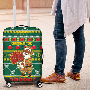 Togo Christmas Luggage Cover African Santa Poinsettia Flower Tree Gifts - African Pride