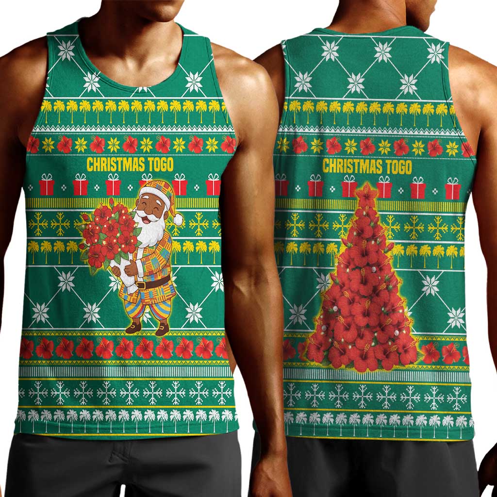 Togo Christmas Men Tank Top African Santa Poinsettia Flower Tree Gifts - African Pride