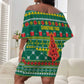 Togo Christmas Off Shoulder Short Dress African Santa Poinsettia Flower Tree Gifts - African Pride
