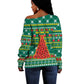 Togo Christmas Off Shoulder Sweater African Santa Poinsettia Flower Tree Gifts - African Pride