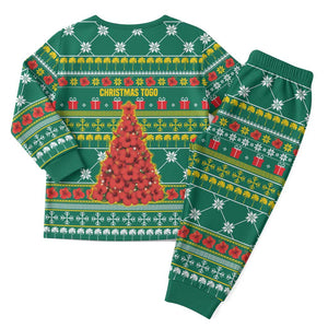 Togo Christmas Pajama Set African Santa Poinsettia Flower Tree Gifts - African Pride