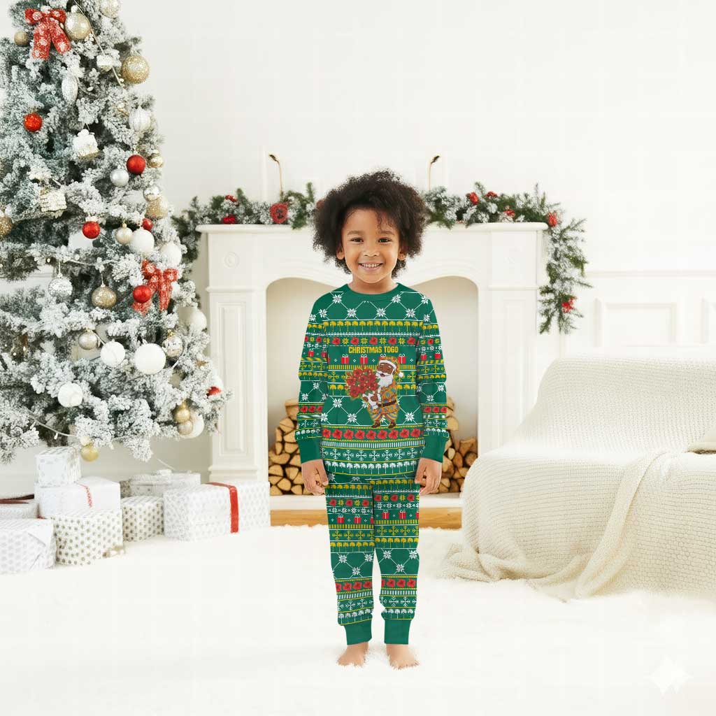 Togo Christmas Pajama Set African Santa Poinsettia Flower Tree Gifts - African Pride