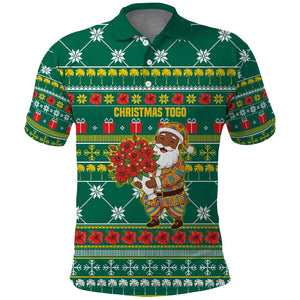 Togo Christmas Polo Shirt African Santa Poinsettia Flower Tree Gifts - African Pride