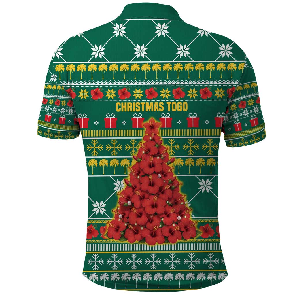 Togo Christmas Polo Shirt African Santa Poinsettia Flower Tree Gifts - African Pride