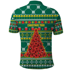 Togo Christmas Polo Shirt African Santa Poinsettia Flower Tree Gifts - African Pride
