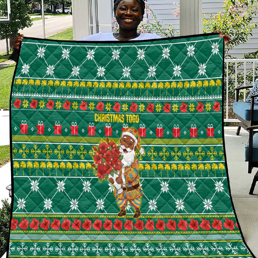 Togo Christmas Quilt African Santa Poinsettia Flower Tree Gifts - African Pride