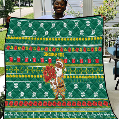 Togo Christmas Quilt African Santa Poinsettia Flower Tree Gifts - African Pride