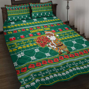 Togo Christmas Quilt Bed Set African Santa Poinsettia Flower Tree Gifts - African Pride