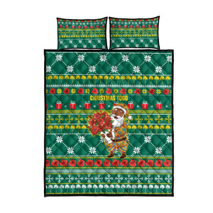 Togo Christmas Quilt Bed Set African Santa Poinsettia Flower Tree Gifts - African Pride