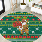 Togo Christmas Round Carpet African Santa Poinsettia Flower Tree Gifts - African Pride