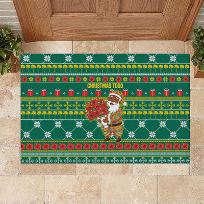 Togo Christmas Rubber Doormat African Santa Poinsettia Flower Tree Gifts - African Pride