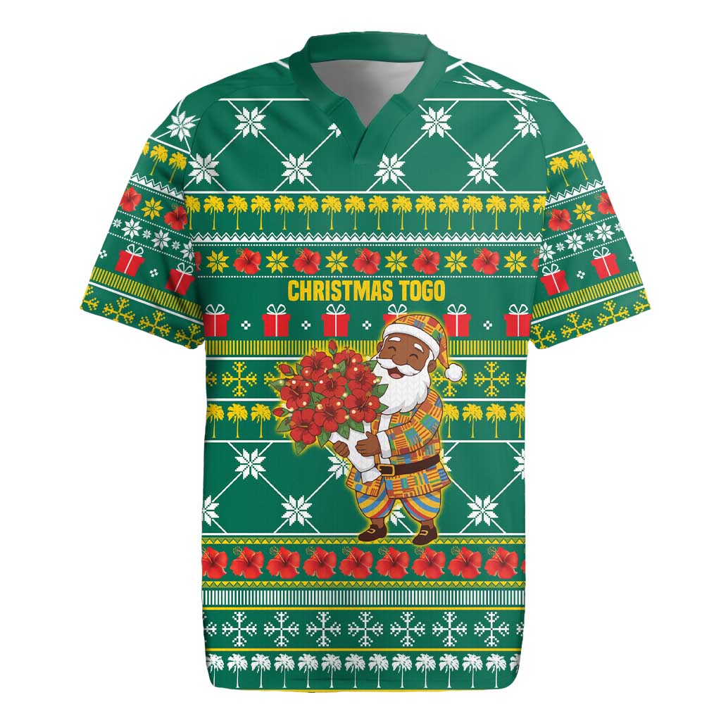 Togo Christmas Rugby Jersey African Santa Poinsettia Flower Tree Gifts - African Pride