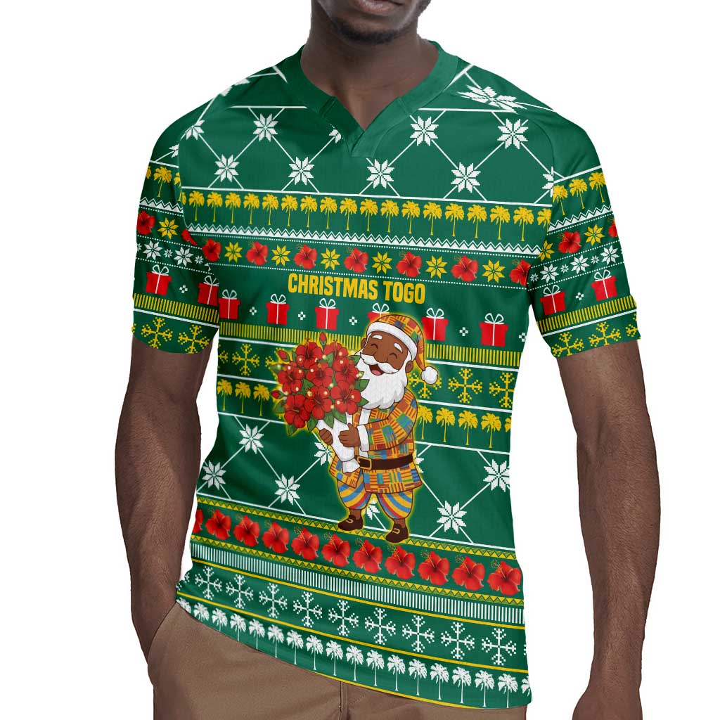 Togo Christmas Rugby Jersey African Santa Poinsettia Flower Tree Gifts - African Pride