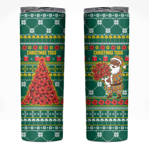 Togo Christmas Skinny Tumbler African Santa Poinsettia Flower Tree Gifts - African Pride