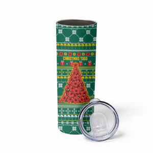 Togo Christmas Skinny Tumbler African Santa Poinsettia Flower Tree Gifts - African Pride