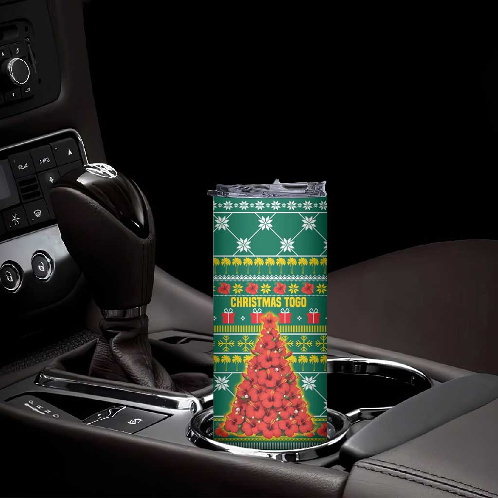 Togo Christmas Skinny Tumbler African Santa Poinsettia Flower Tree Gifts - African Pride