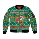 Togo Christmas Sleeve Zip Bomber Jacket African Santa Poinsettia Flower Tree Gifts - African Pride