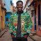 Togo Christmas Sleeve Zip Bomber Jacket African Santa Poinsettia Flower Tree Gifts - African Pride