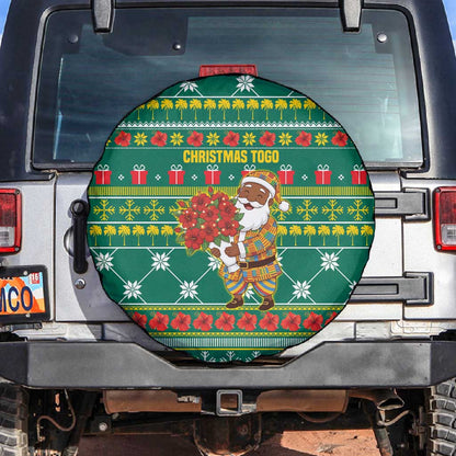 Togo Christmas Spare Tire Cover African Santa Poinsettia Flower Tree Gifts - African Pride