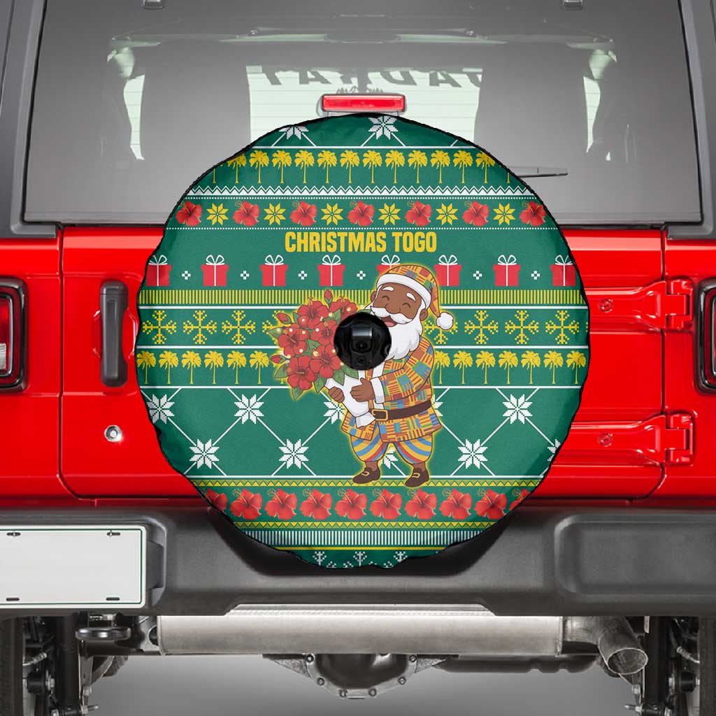Togo Christmas Spare Tire Cover African Santa Poinsettia Flower Tree Gifts - African Pride