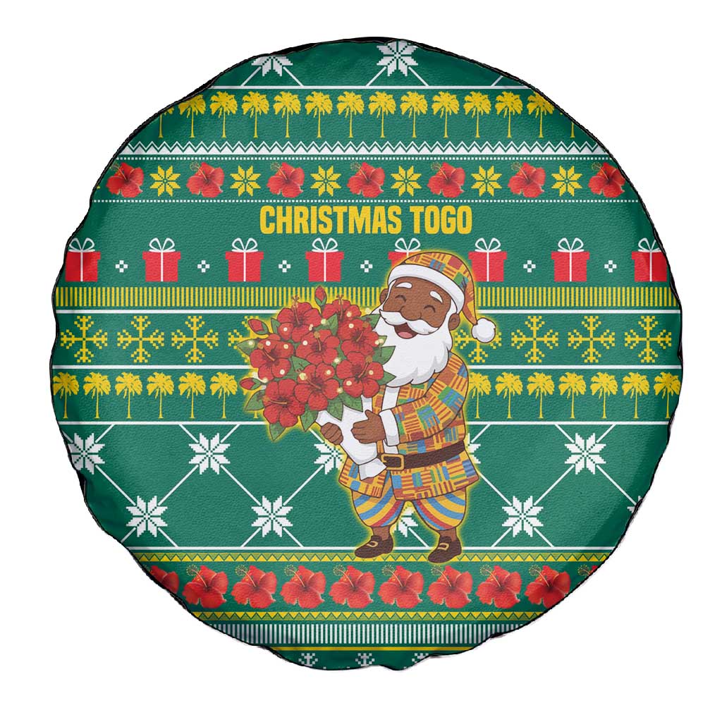 Togo Christmas Spare Tire Cover African Santa Poinsettia Flower Tree Gifts - African Pride