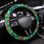 Togo Christmas Steering Wheel Cover African Santa Poinsettia Flower Tree Gifts - African Pride