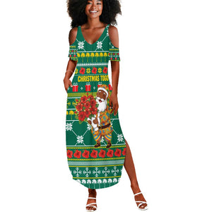 Togo Christmas Summer Maxi Dress African Santa Poinsettia Flower Tree Gifts - African Pride