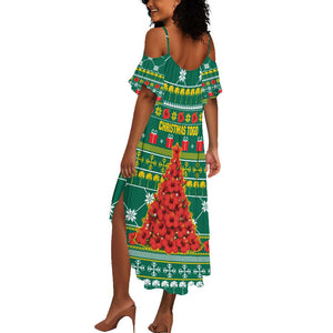 Togo Christmas Summer Maxi Dress African Santa Poinsettia Flower Tree Gifts - African Pride