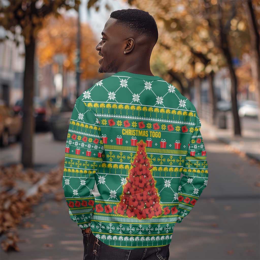 Togo Christmas Sweatshirt African Santa Poinsettia Flower Tree Gifts - African Pride
