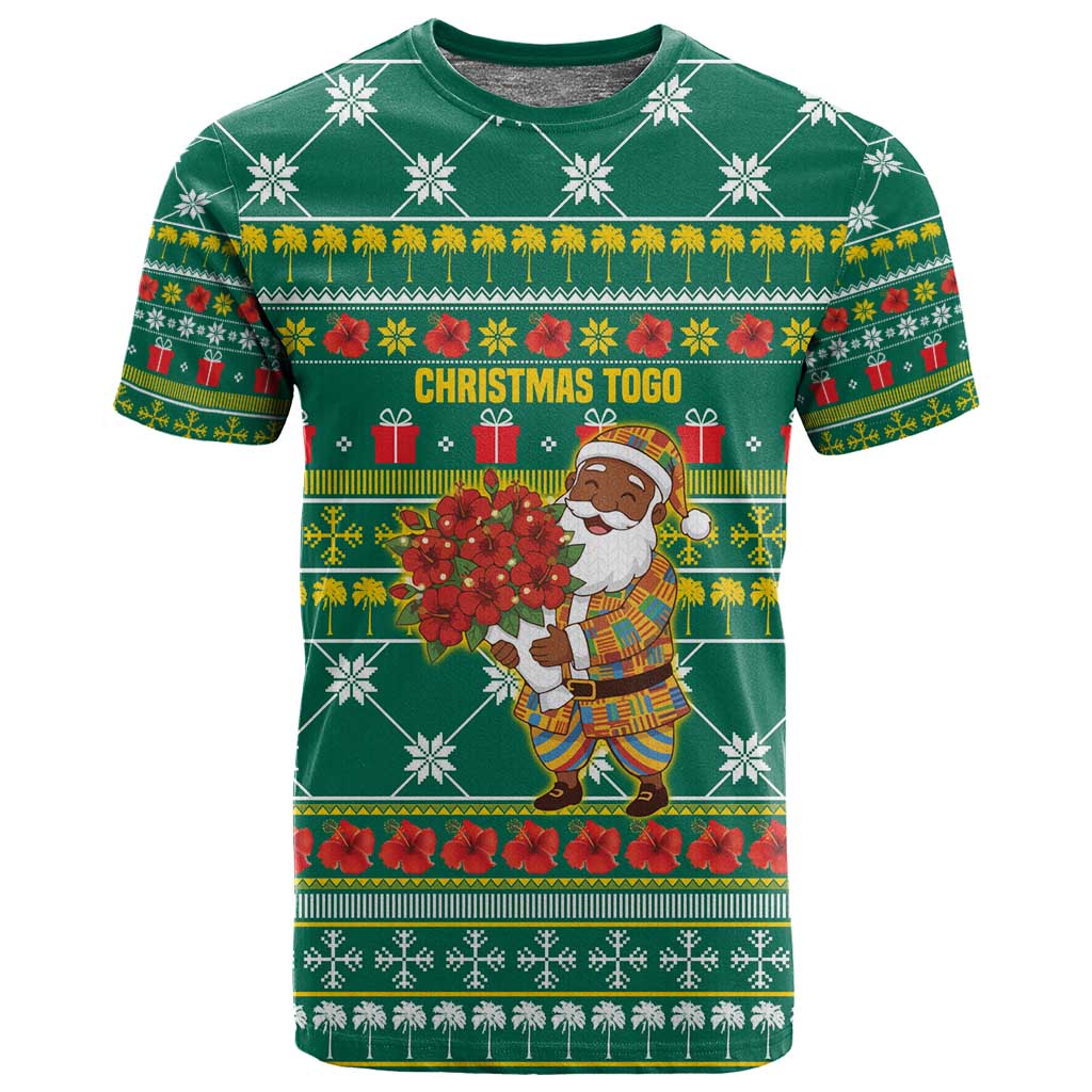 Togo Christmas T shirt African Santa Poinsettia Flower Tree Gifts - African Pride