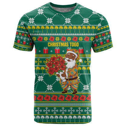 Togo Christmas T shirt African Santa Poinsettia Flower Tree Gifts - African Pride