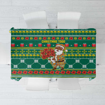 Togo Christmas Tablecloth African Santa Poinsettia Flower Tree Gifts - African Pride
