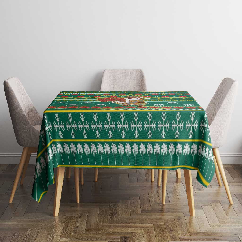 Togo Christmas Tablecloth African Santa Poinsettia Flower Tree Gifts - African Pride