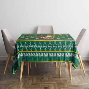 Togo Christmas Tablecloth African Santa Poinsettia Flower Tree Gifts - African Pride