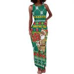 Togo Christmas Tank Maxi Dress African Santa Poinsettia Flower Tree Gifts - African Pride