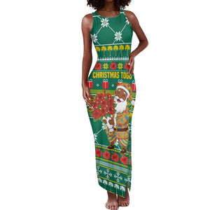 Togo Christmas Tank Maxi Dress African Santa Poinsettia Flower Tree Gifts - African Pride