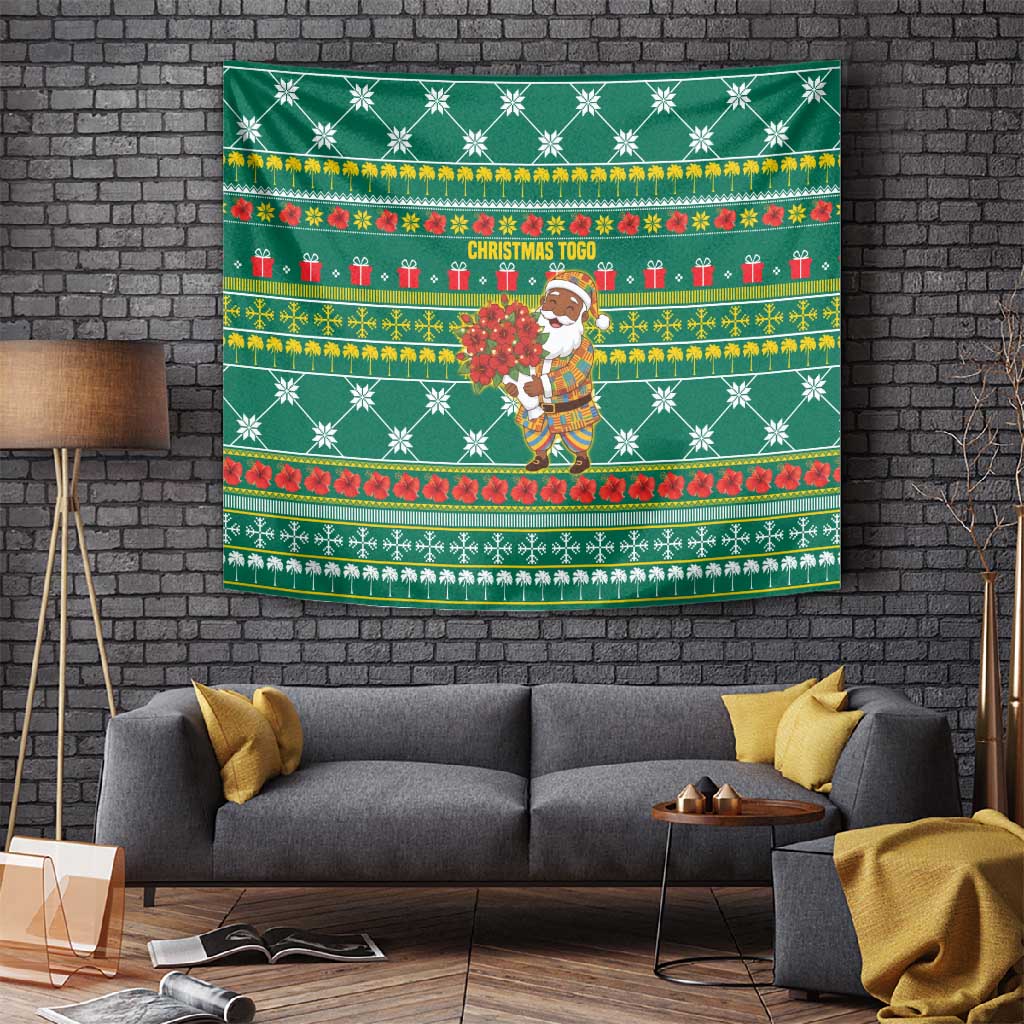 Togo Christmas Tapestry African Santa Poinsettia Flower Tree Gifts - African Pride
