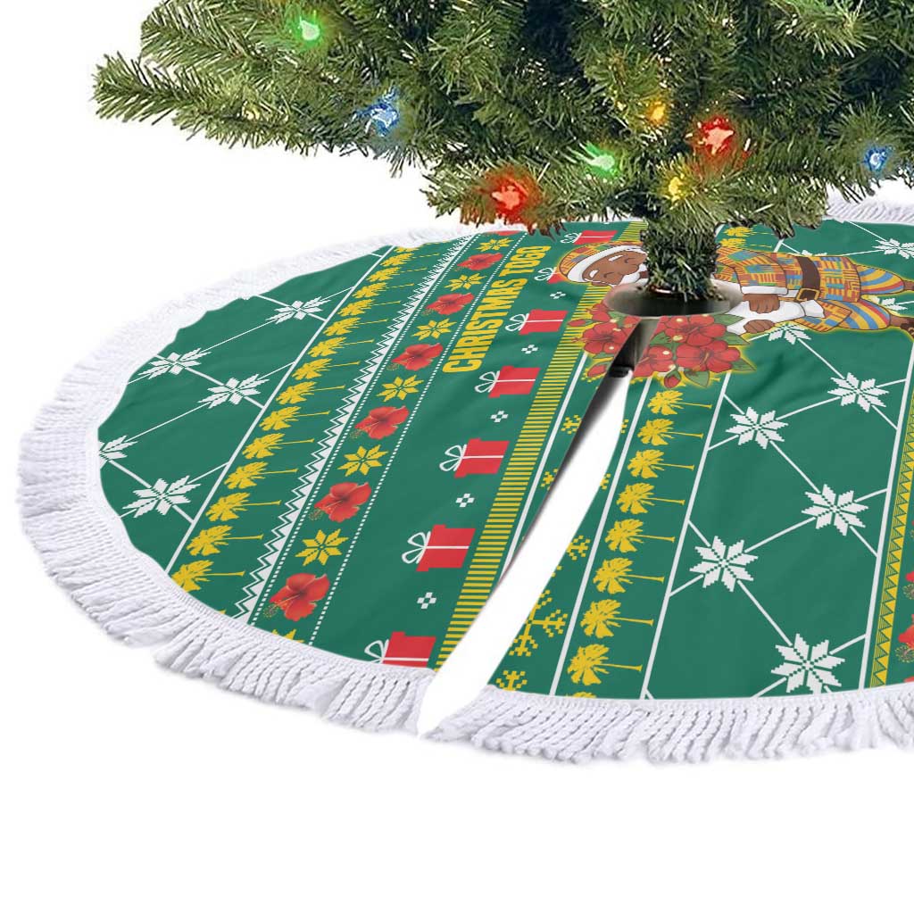 Togo Christmas Tree Skirt African Santa Poinsettia Flower Tree Gifts - African Pride
