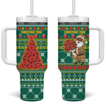 Togo Christmas Tumbler With Handle African Santa Poinsettia Flower Tree Gifts - African Pride