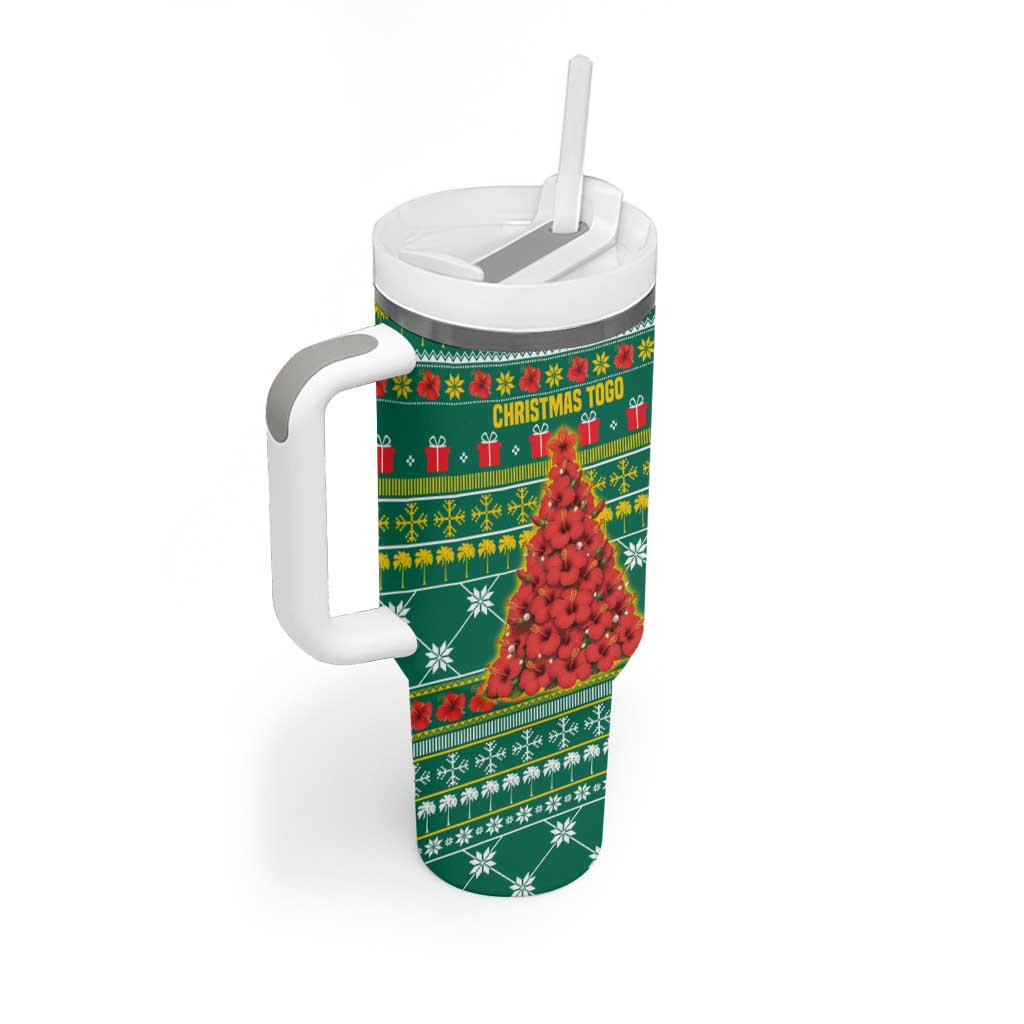Togo Christmas Tumbler With Handle African Santa Poinsettia Flower Tree Gifts - African Pride